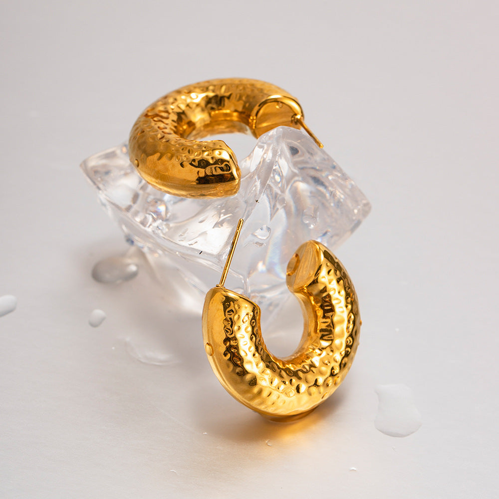 Bethany Hammered Gold Hoops