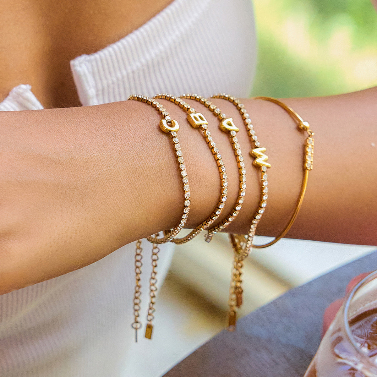 Personalized Bubble Letter Tennis Bracelet