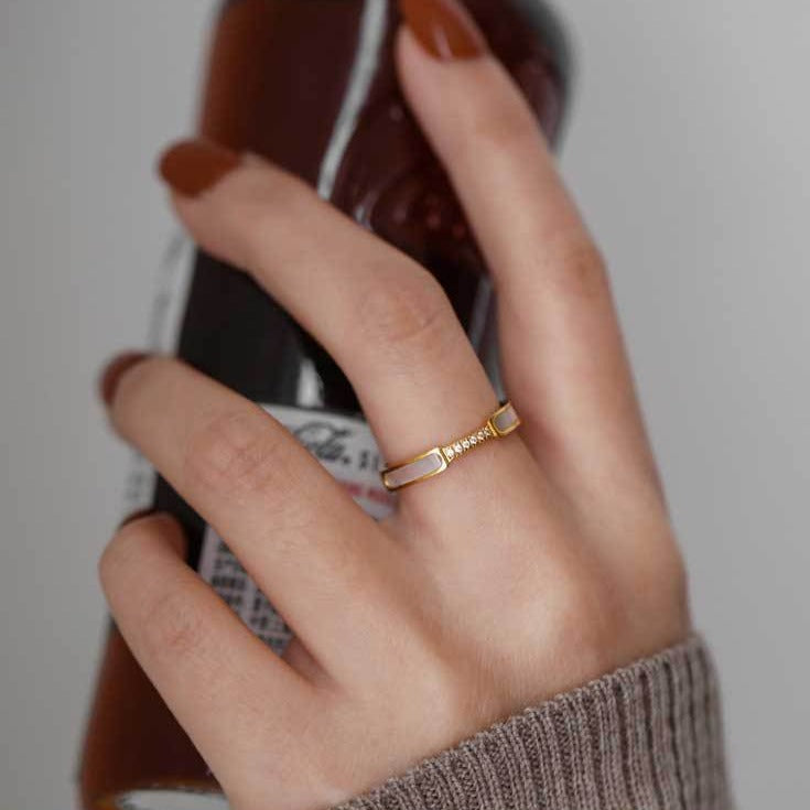 Radiant Gold Diamond Simulant Ring