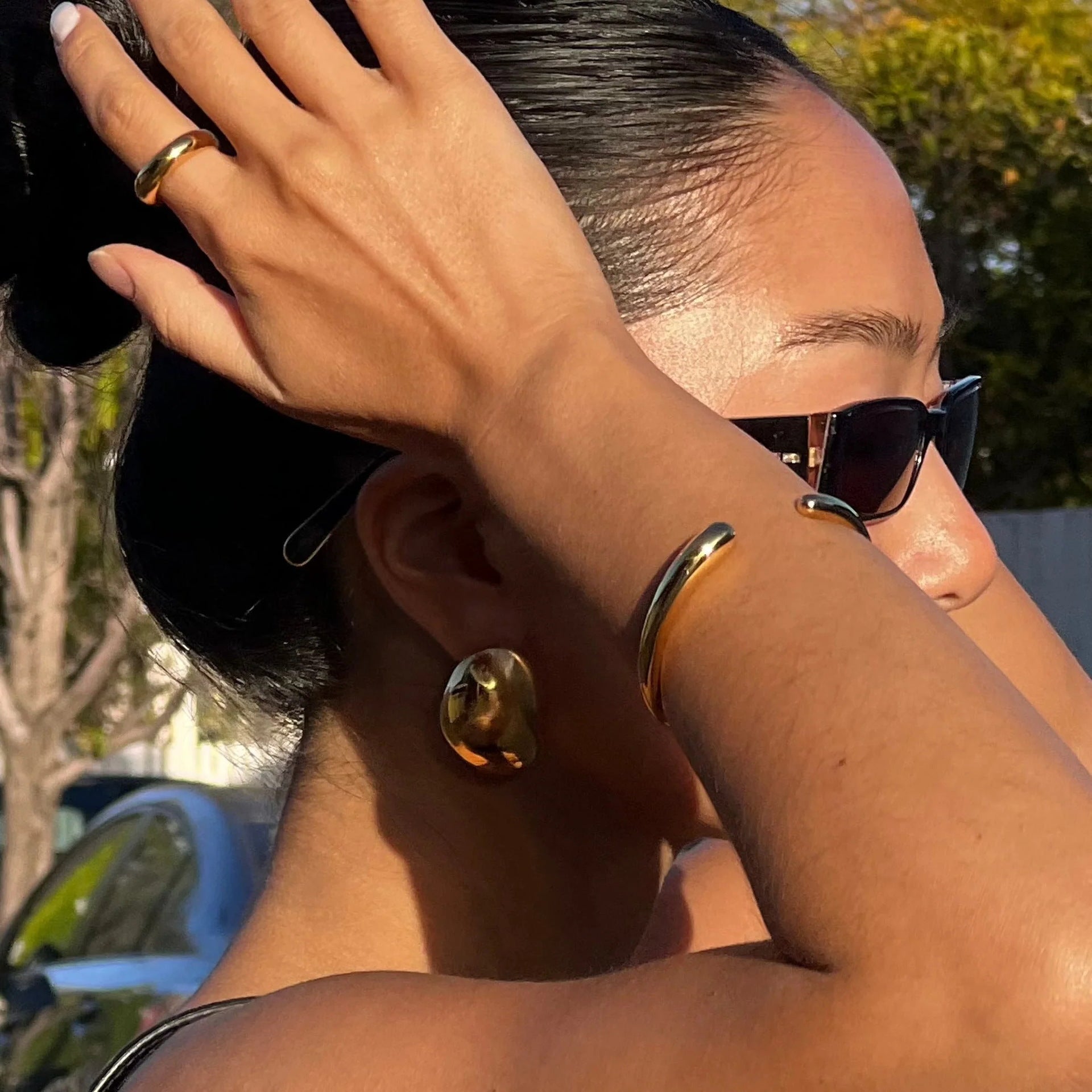 Carrie Gold Bean Earrings