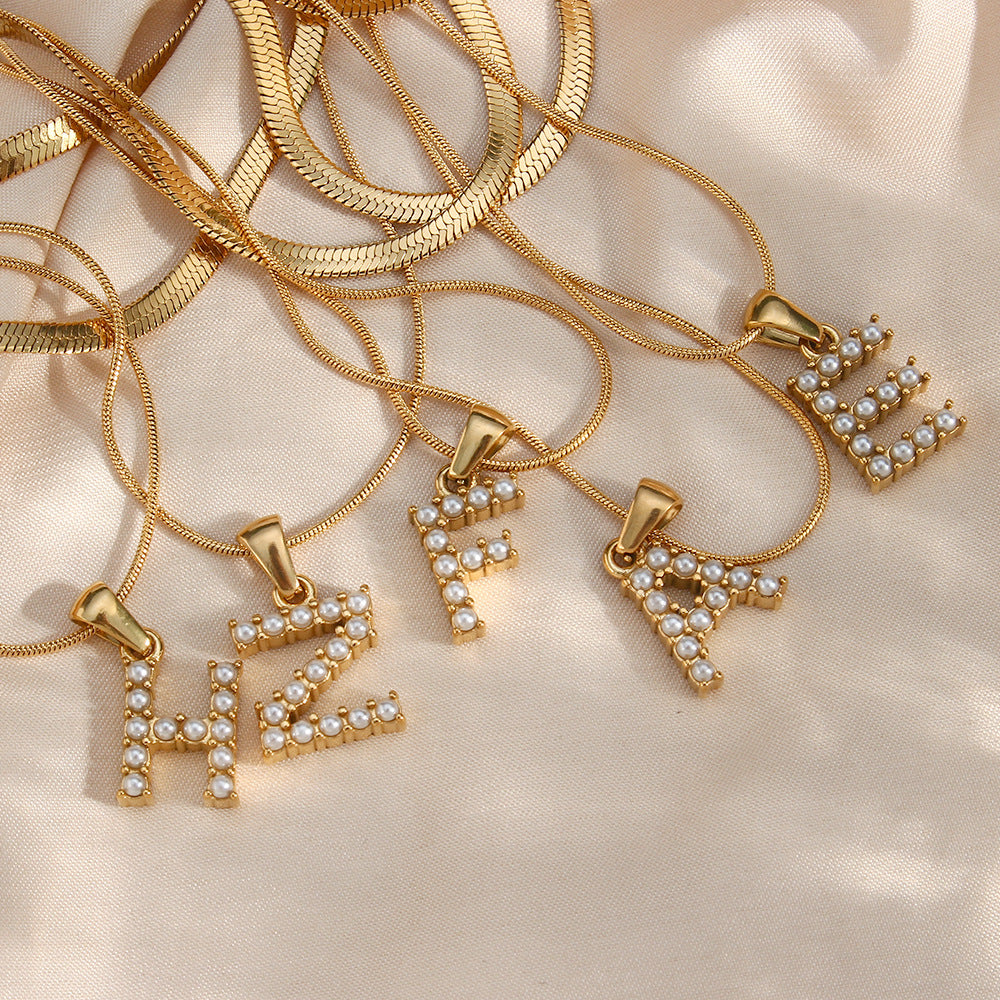 Personalized Pearl & Gold Initial Necklace