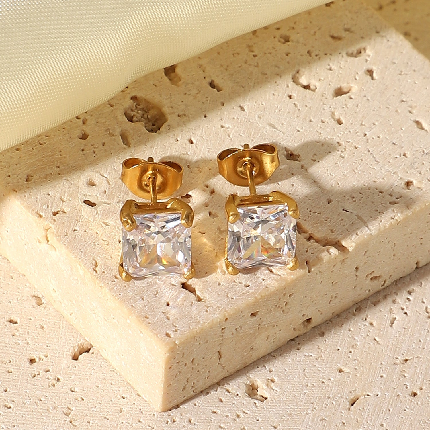Minimalist Gold Solitaire Earrings