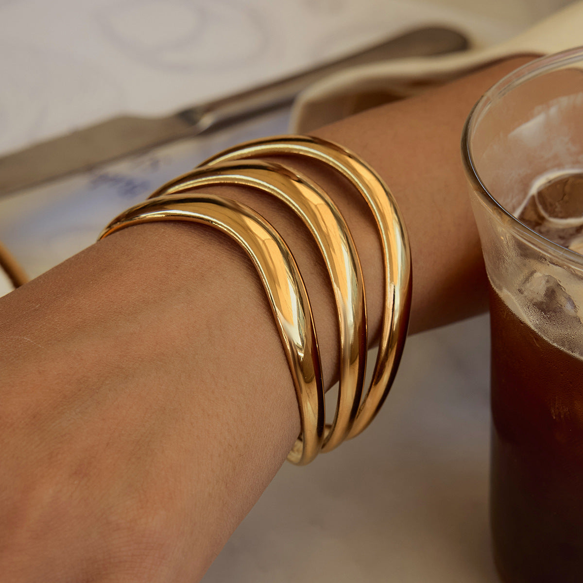 Gold Layered Statement Bangle