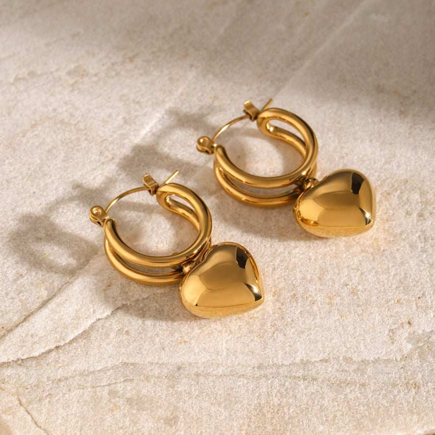 Audrey Heartbeat Gold Hoops