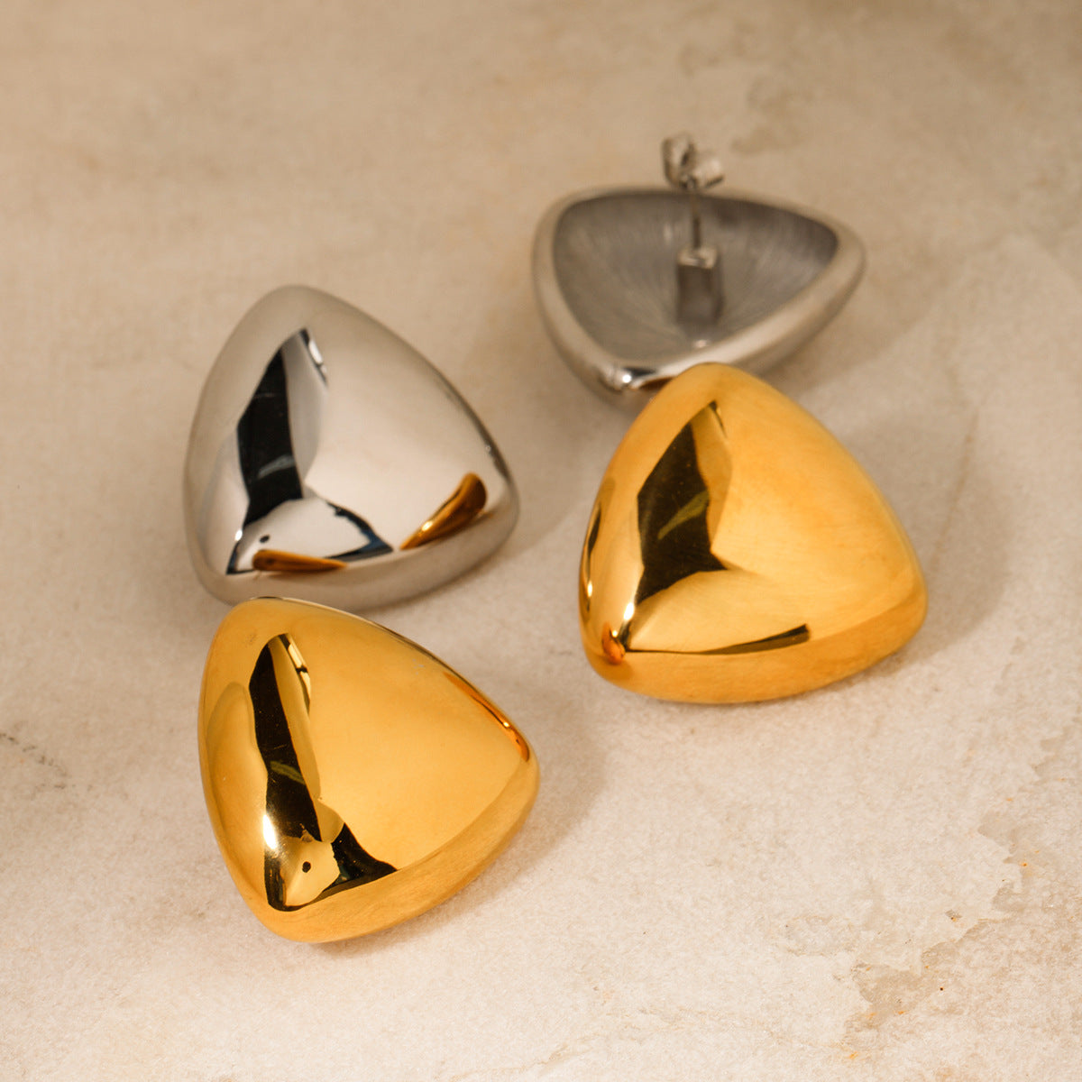 Geometric Gold Triangles Earrings