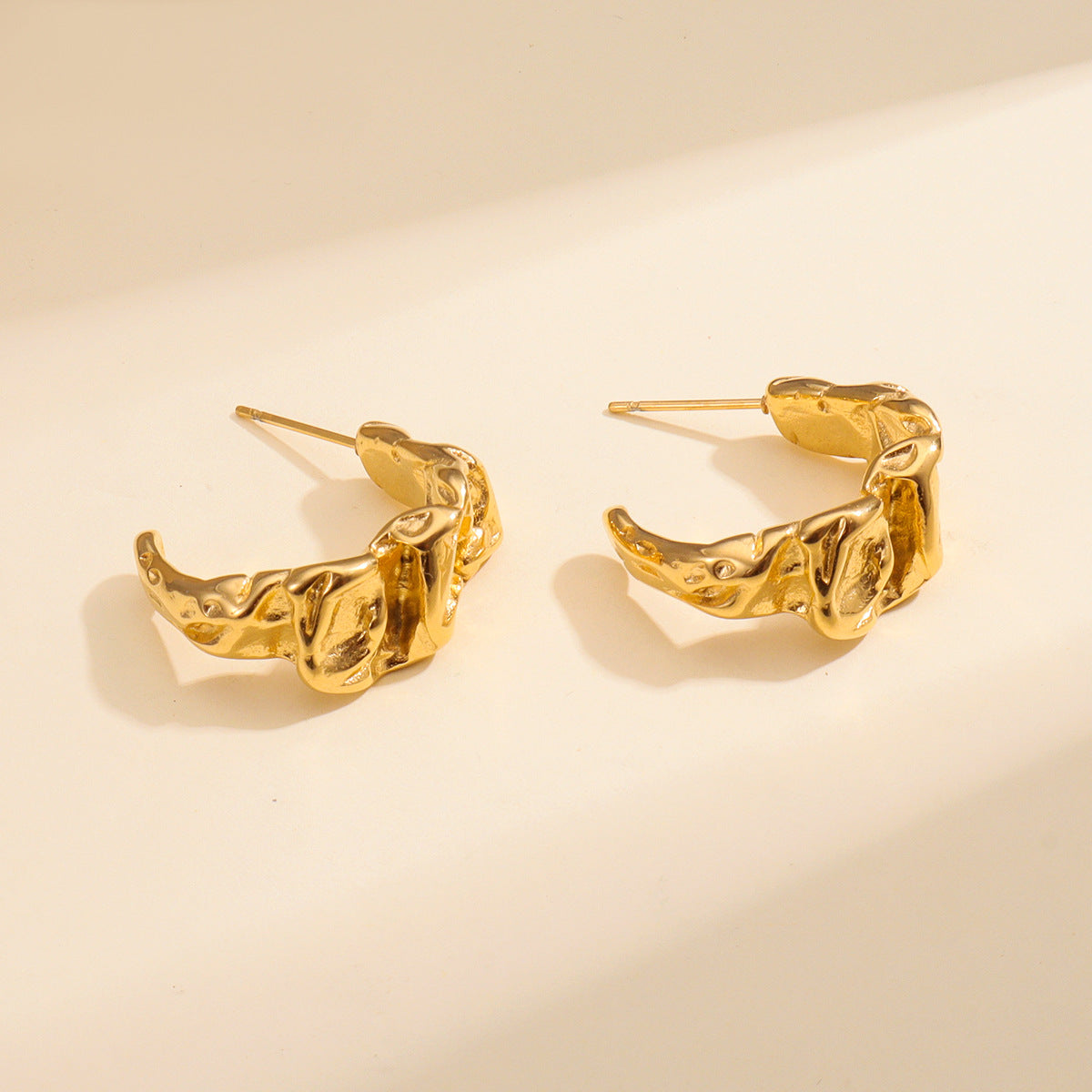 Sculpted Gold Drop Earrings