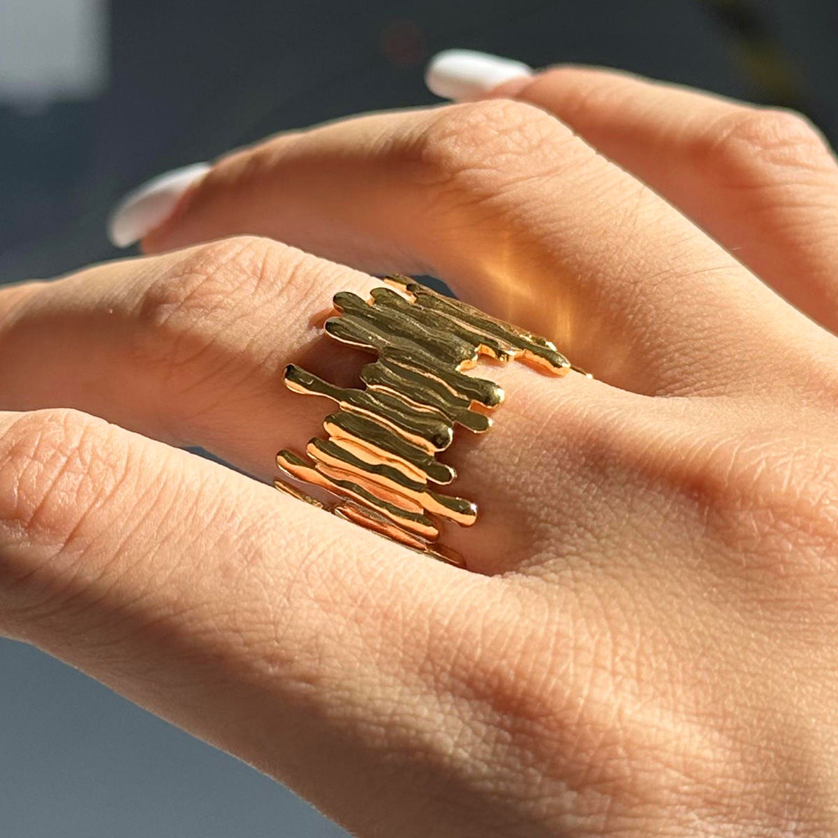 Sculpted Gold Statement Ring