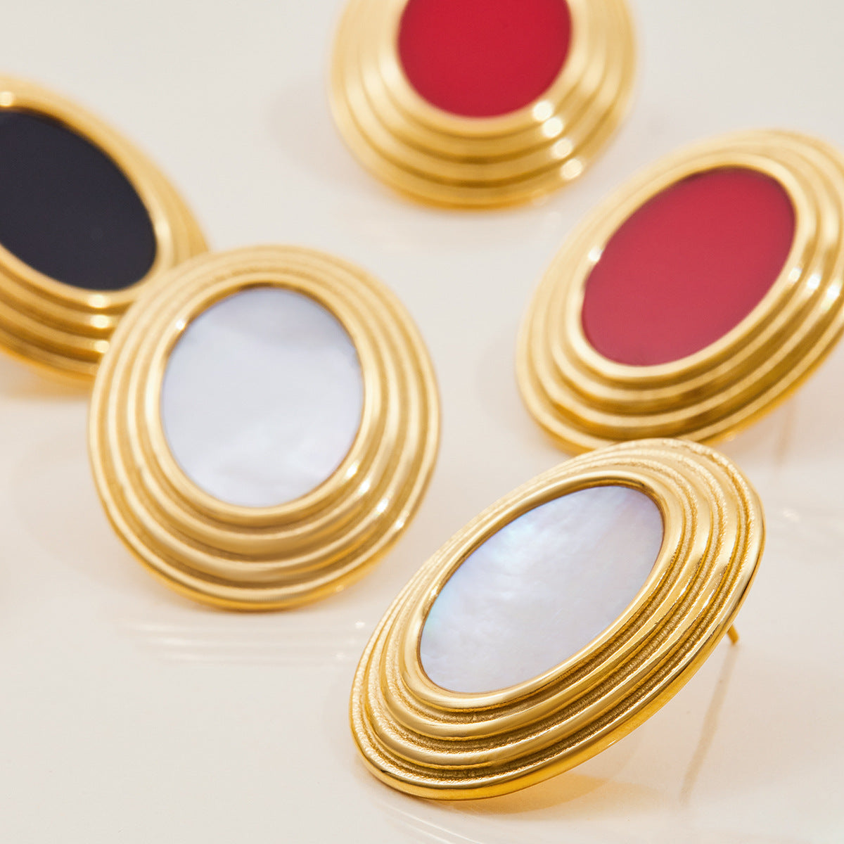 Retro Oval Enamel Earrings