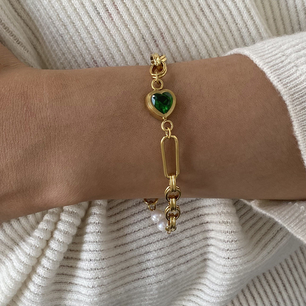 Oceanic Pearl Gold Chain Bracelet