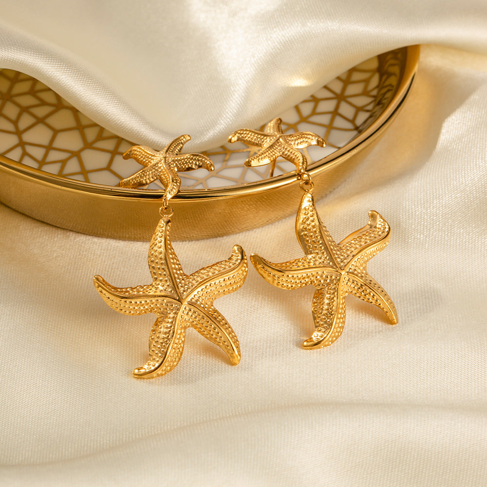 Oceanic Star Gold Drop Earrings