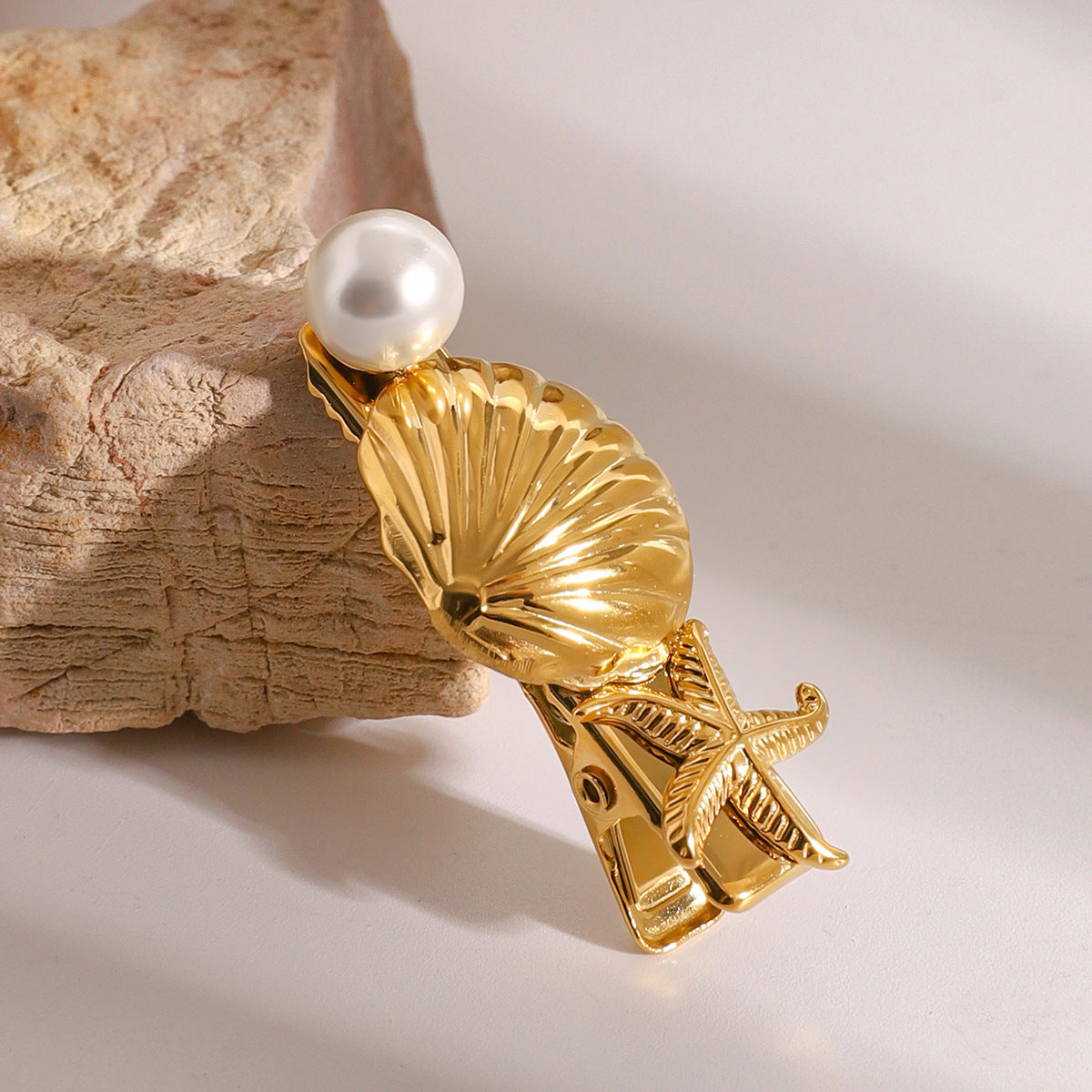 Ocean Whisper Gold Hair Clip