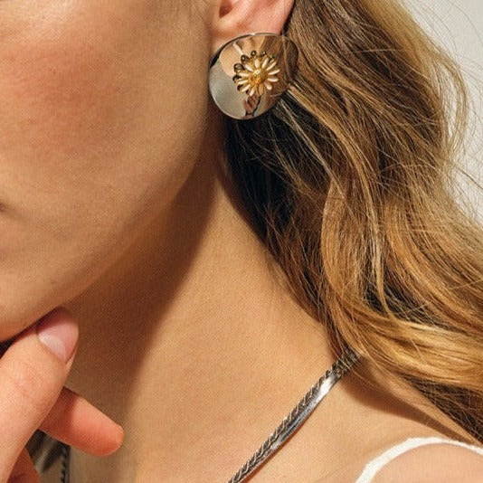 Elegant Floral Gold Studs