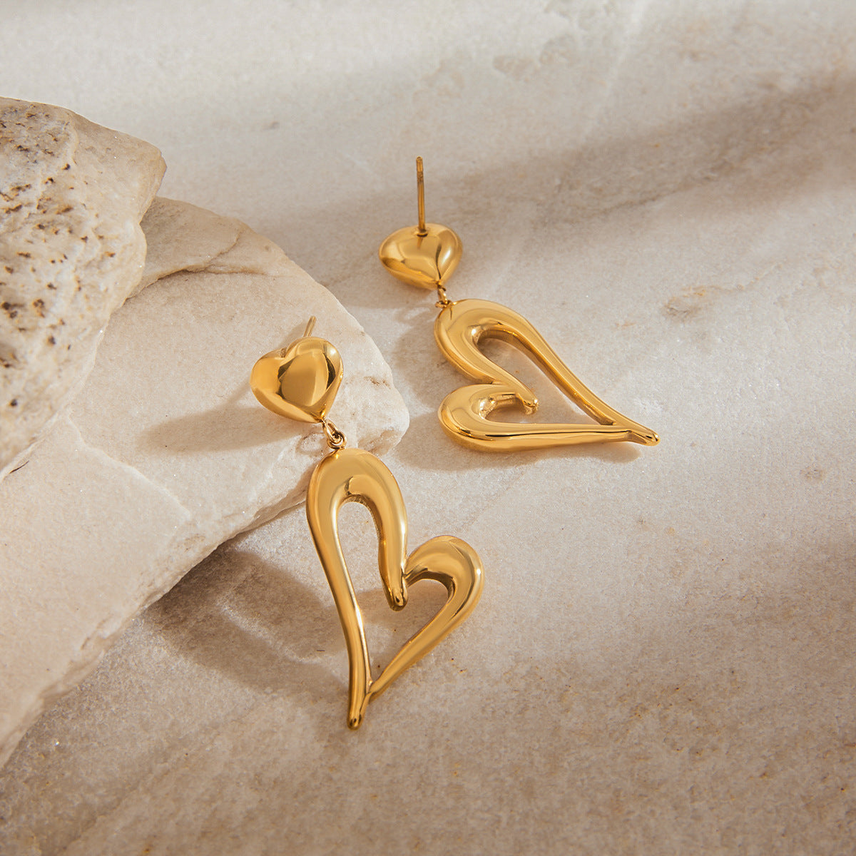 Ethereal Gold Heart Earrings