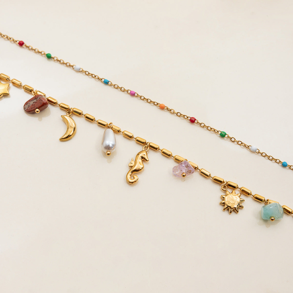 Ocean Whisper Layered Charm Necklace