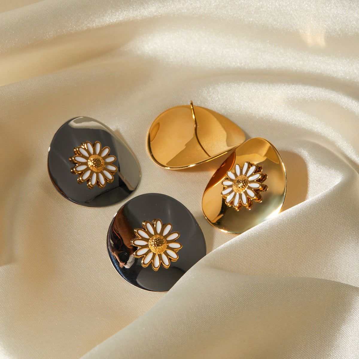 Elegant Floral Gold Studs