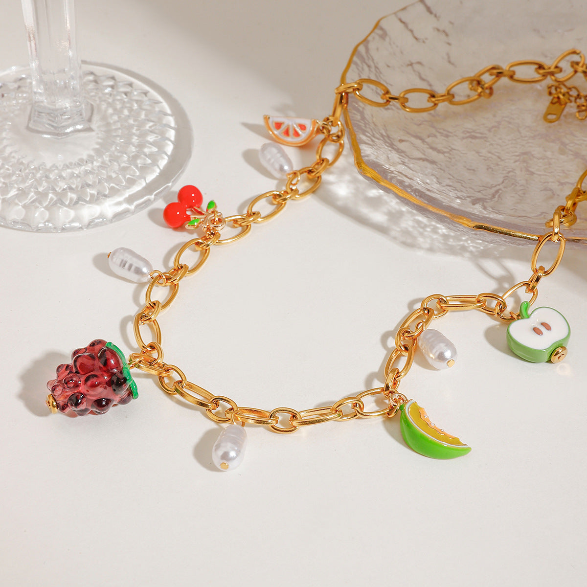 Sunny Fruit Fiesta Gold Necklace