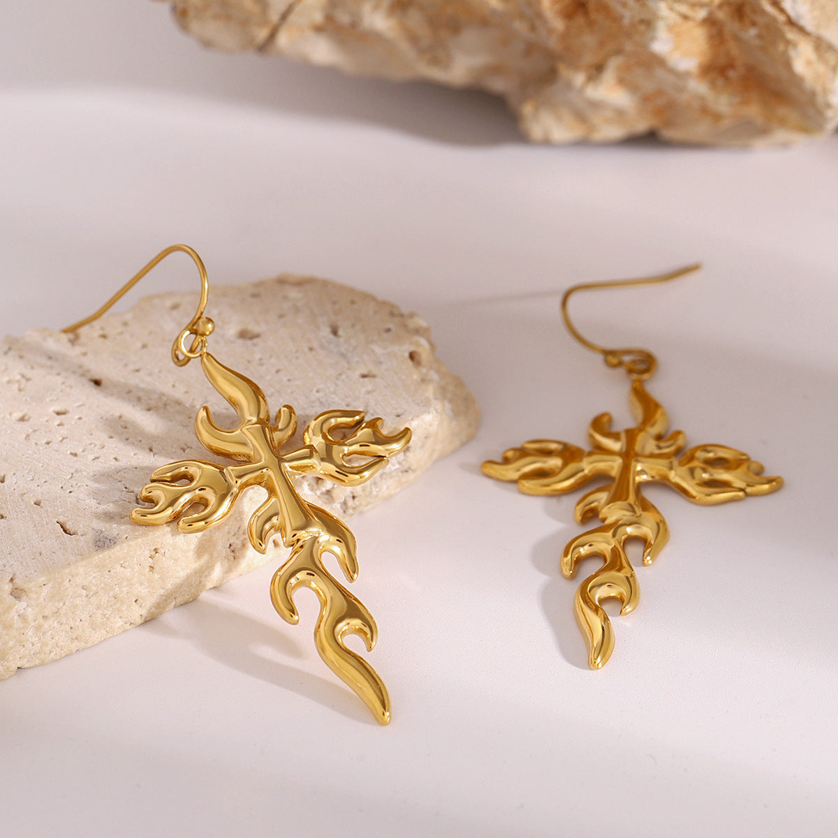 Adrielle Sculptural Gold Drop Earrings
