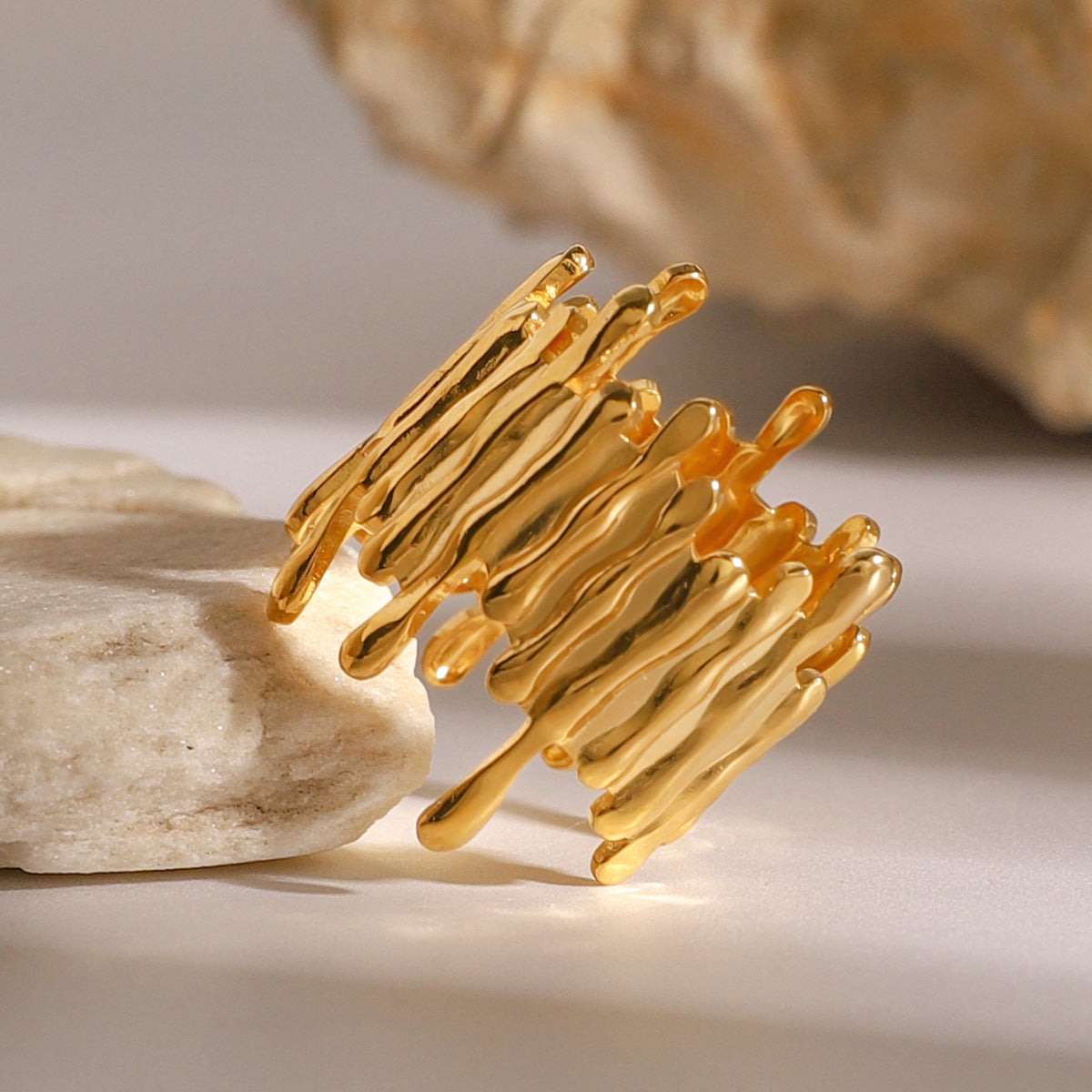 Sculpted Gold Statement Ring
