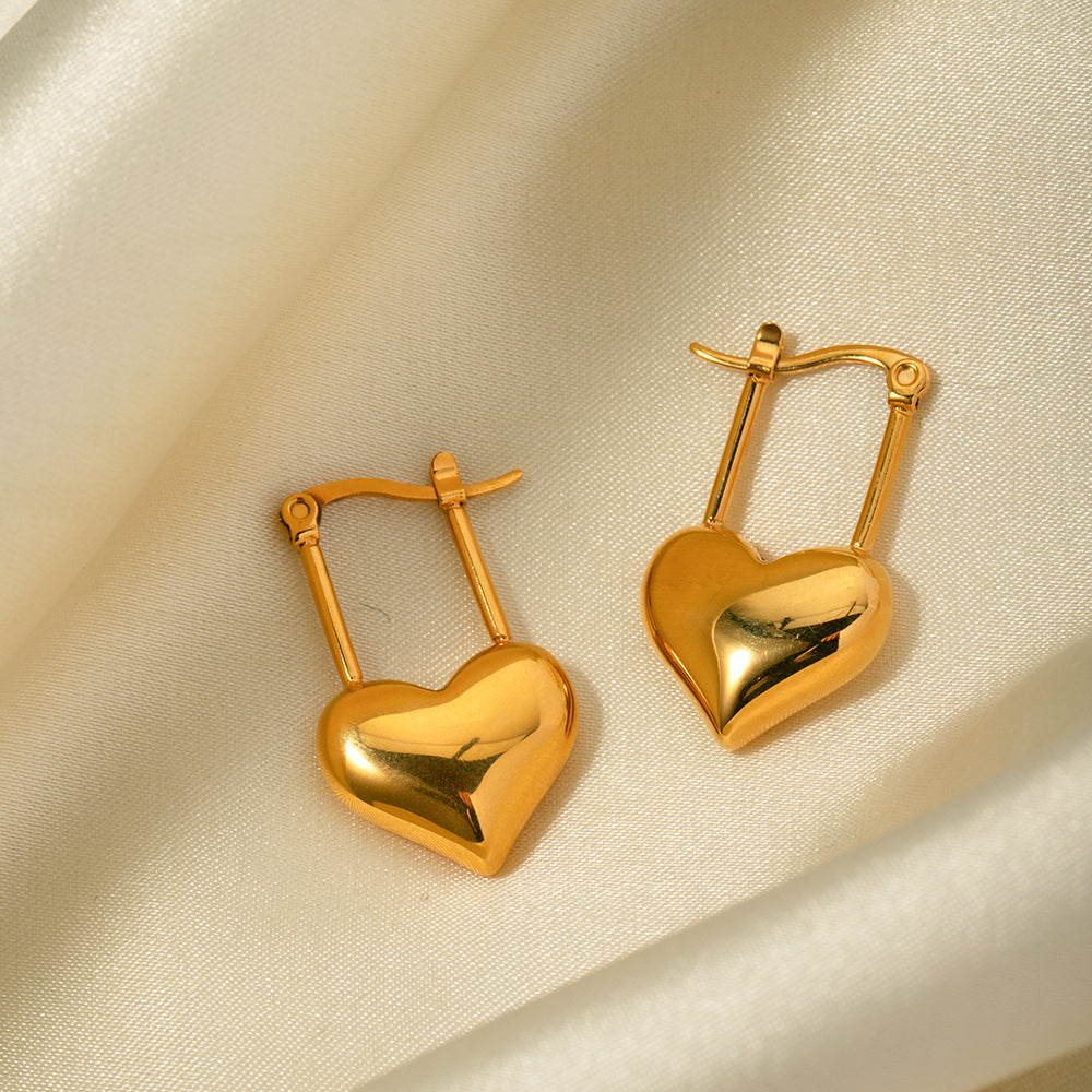 Golden Embrace Heart Hoops