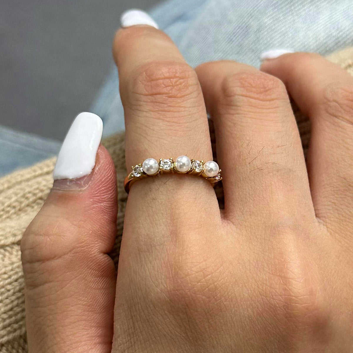 Luxe Pearl & Diamond Accent Ring