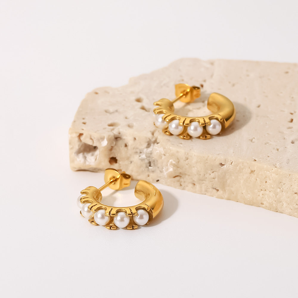 Luxe Pearl Huggie Earrings