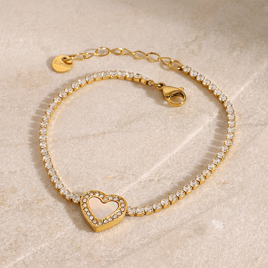 Regal Heart Tennis Bracelet