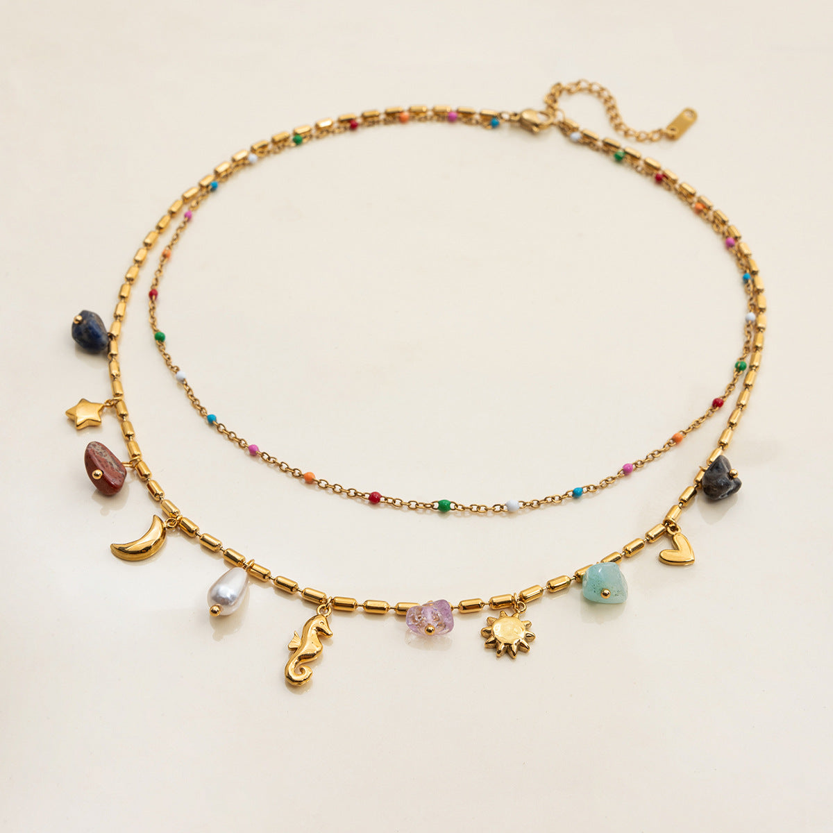 Ocean Whisper Layered Charm Necklace