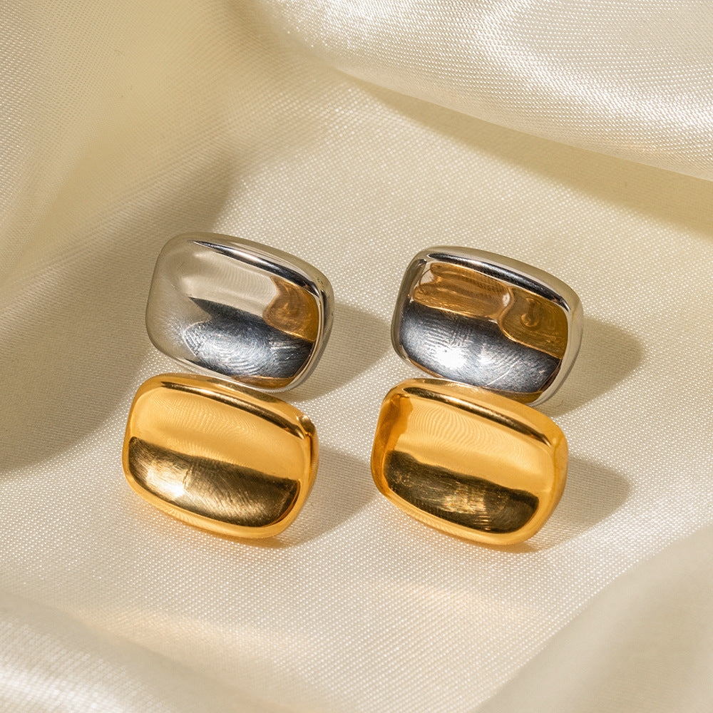 Elegant Gold Rectangle Studs