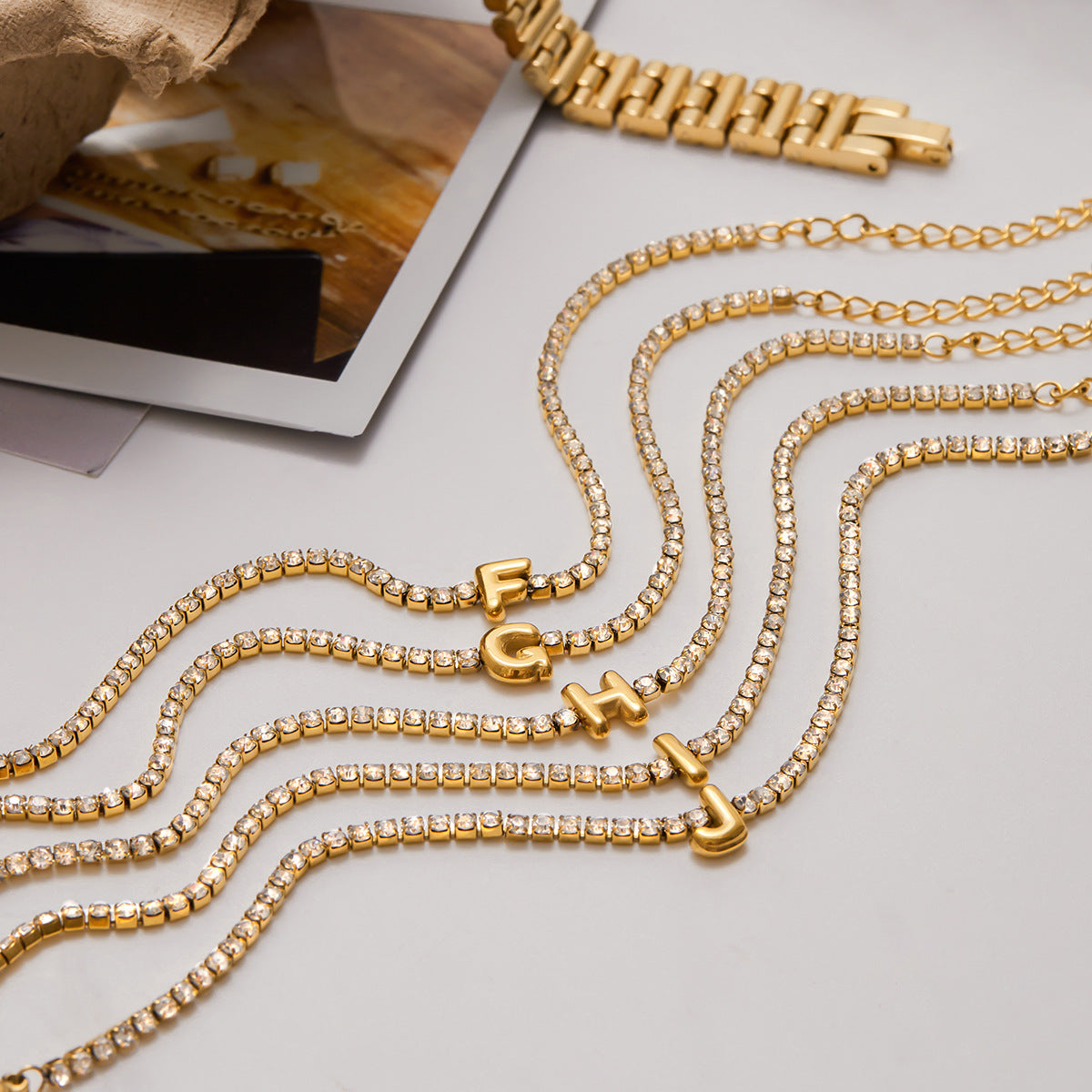 Personalized Bubble Letter Tennis Bracelet