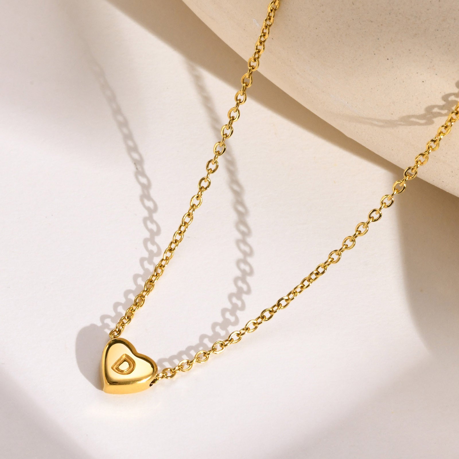 Personalized Gold Heart Initial Necklace