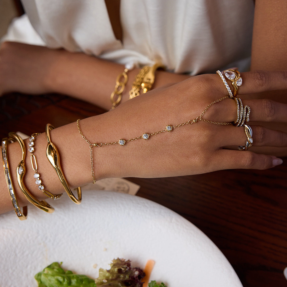 Radiant Gold Diamond Bangle