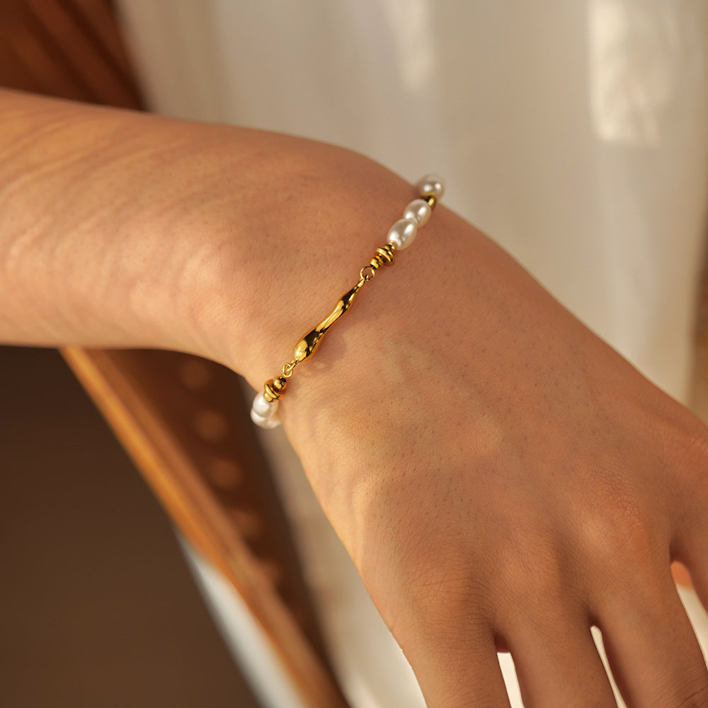Luxe Freshwater Pearl Chain Bracelet