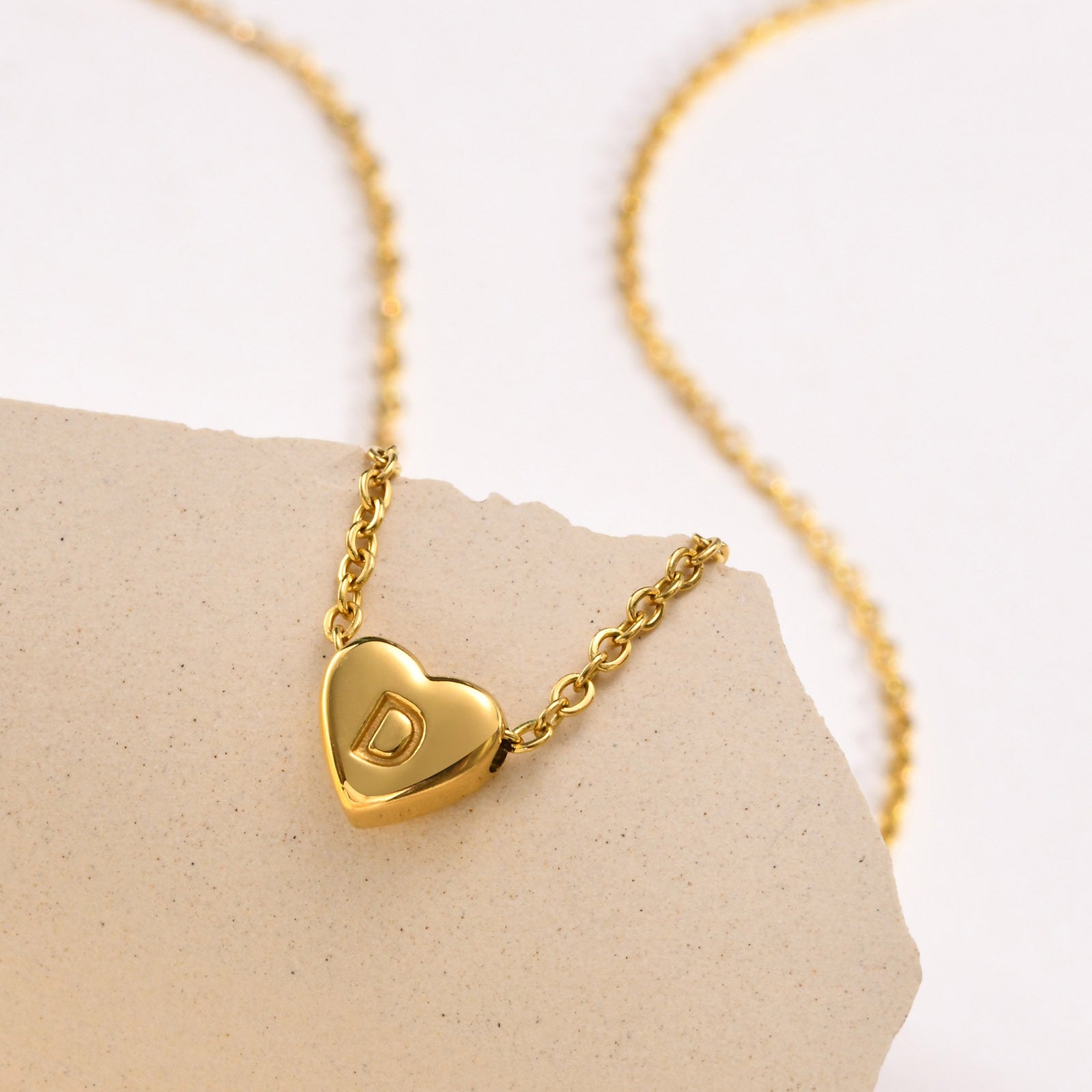 Personalized Gold Heart Initial Necklace