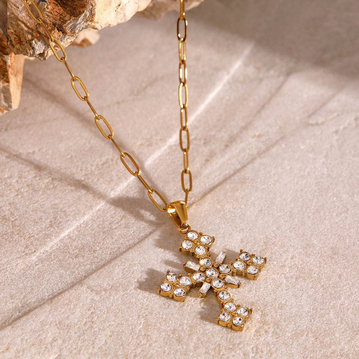 Ethereal Crystal Cross Pendant