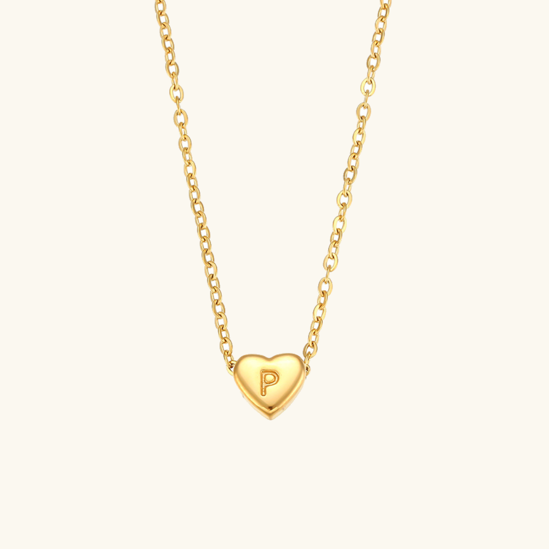 Personalized Gold Heart Initial Necklace
