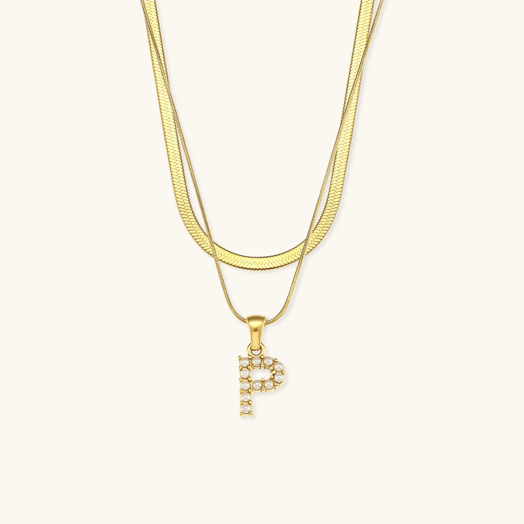 Personalized Pearl & Gold Initial Necklace