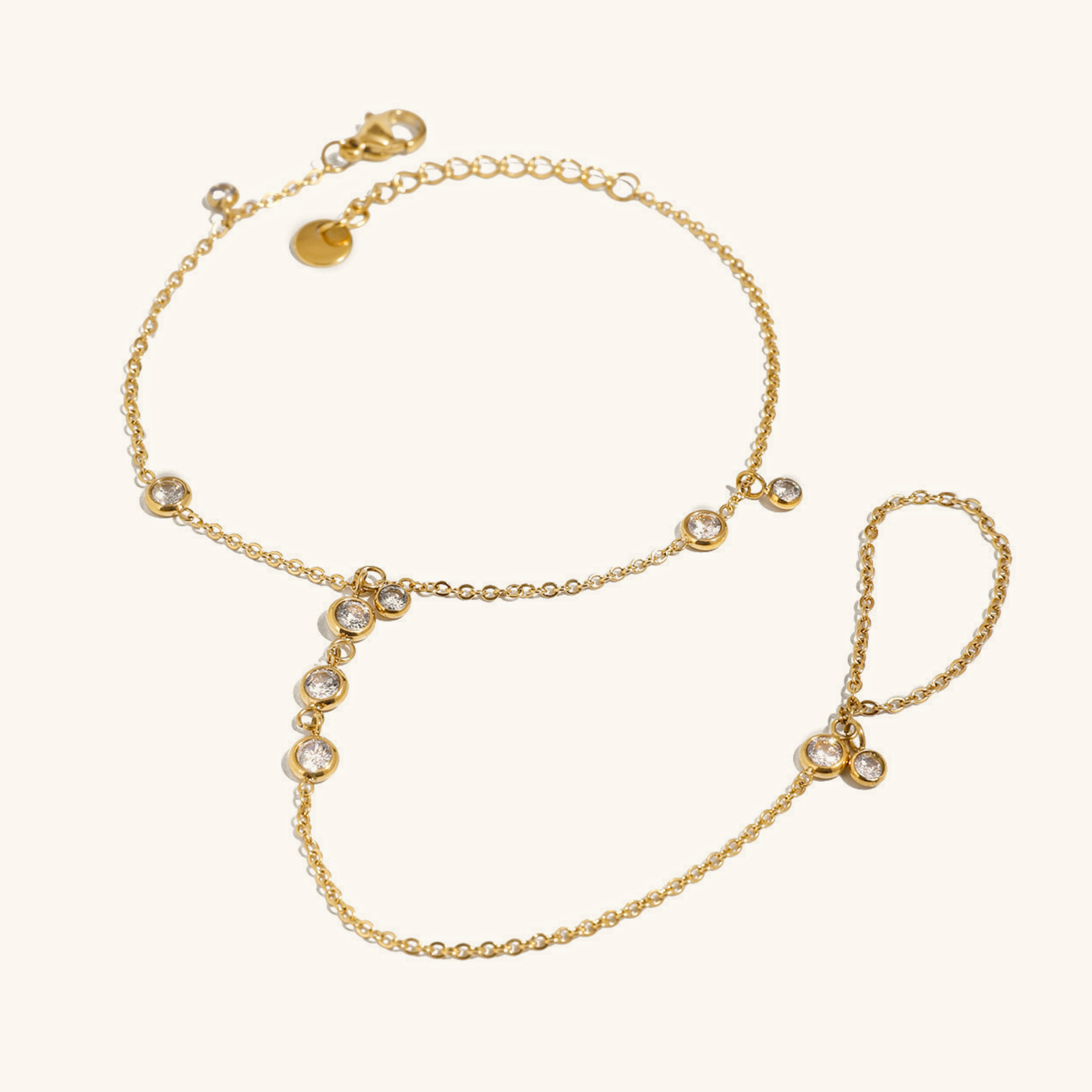 Elina Gold Diamond Hand Chain