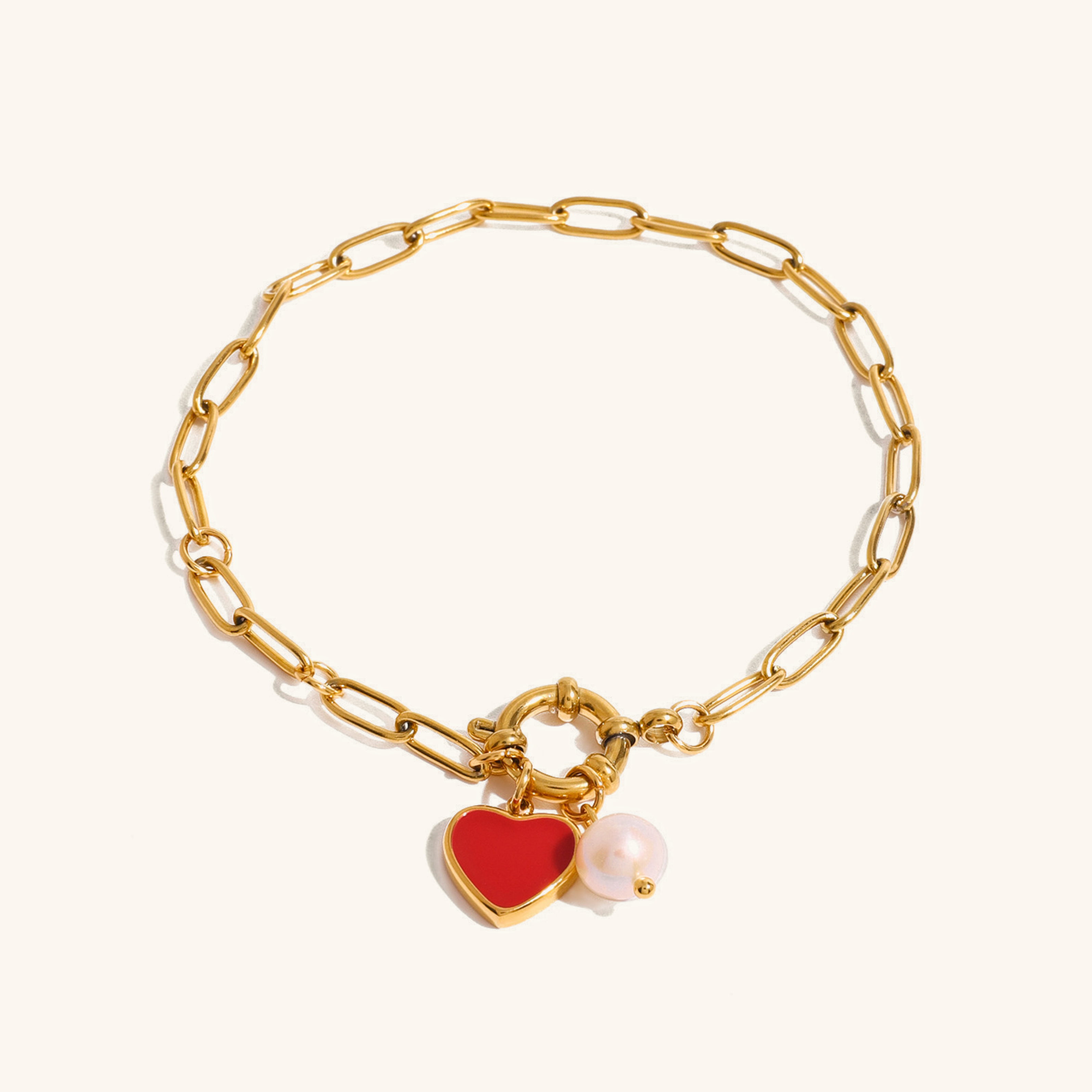 Heart Pearl Chain Bracelet