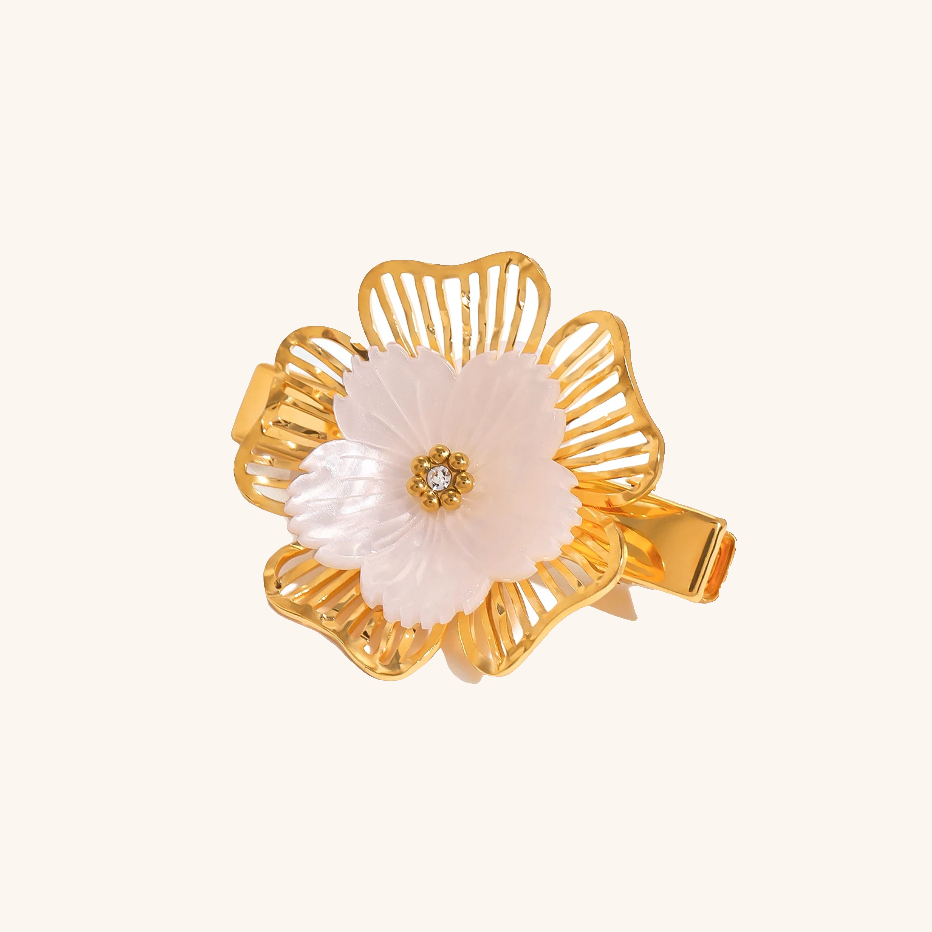 Golden Petal Pearl Hair Adornment