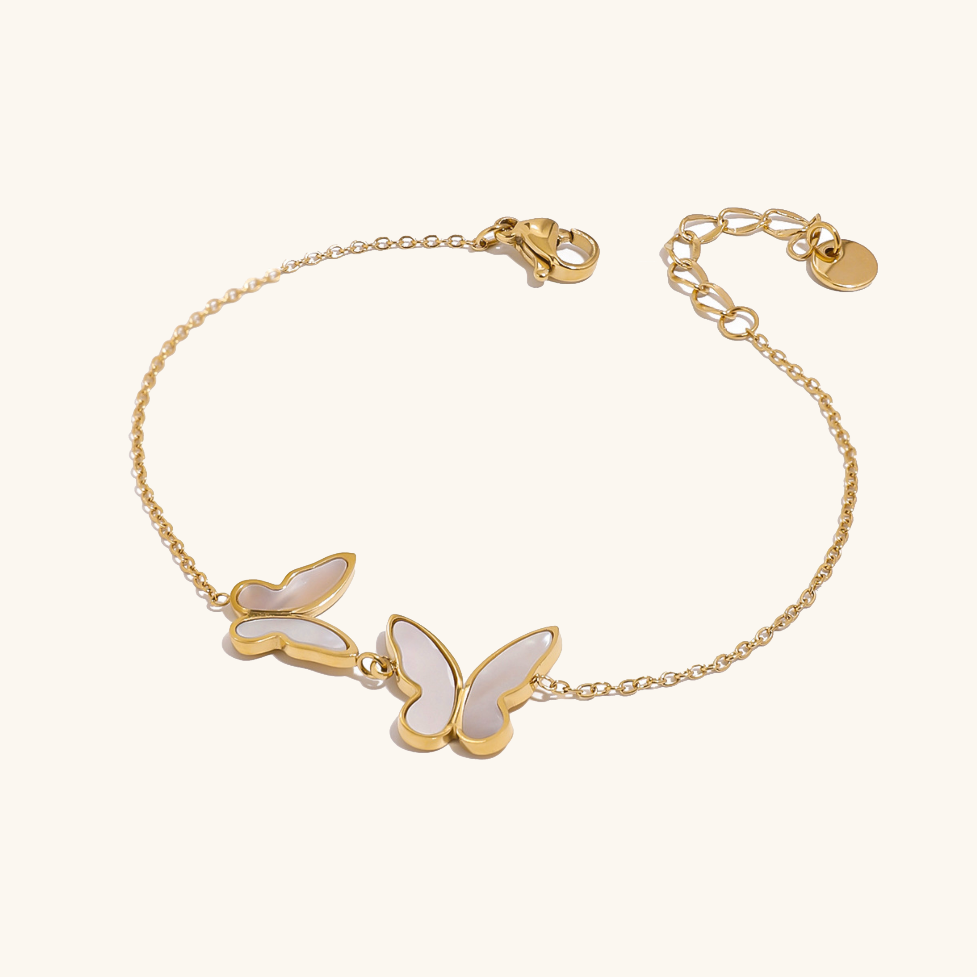Elegant Butterfly Pearl Charm Bracelet