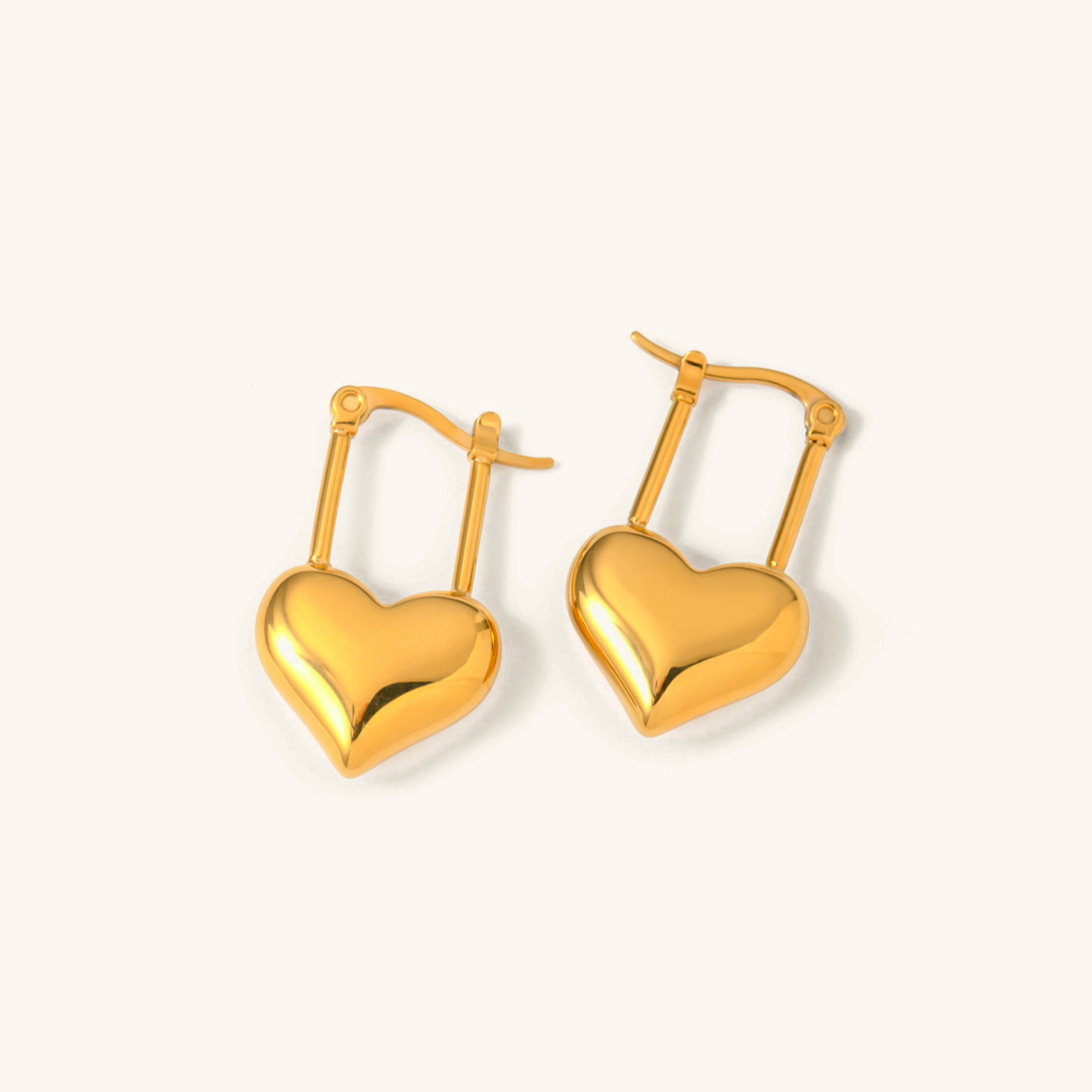 Golden Embrace Heart Hoops