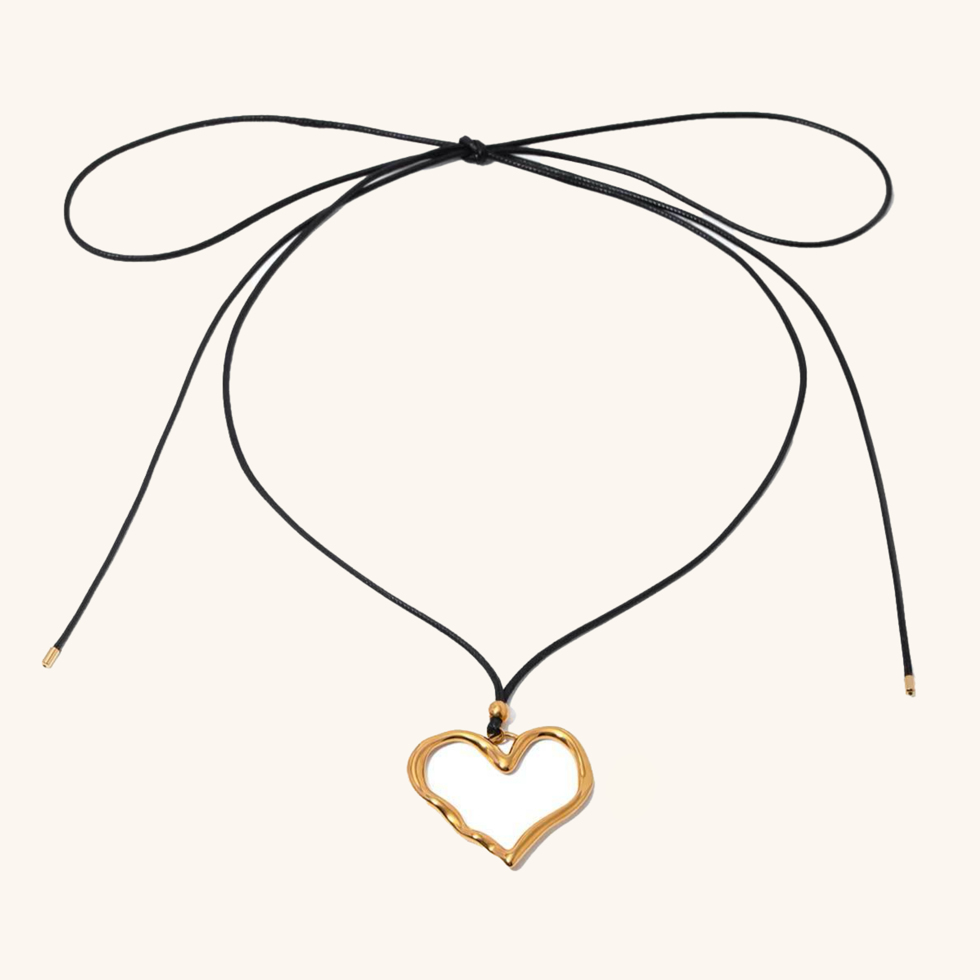 Modern Gold Heart Rope Necklace