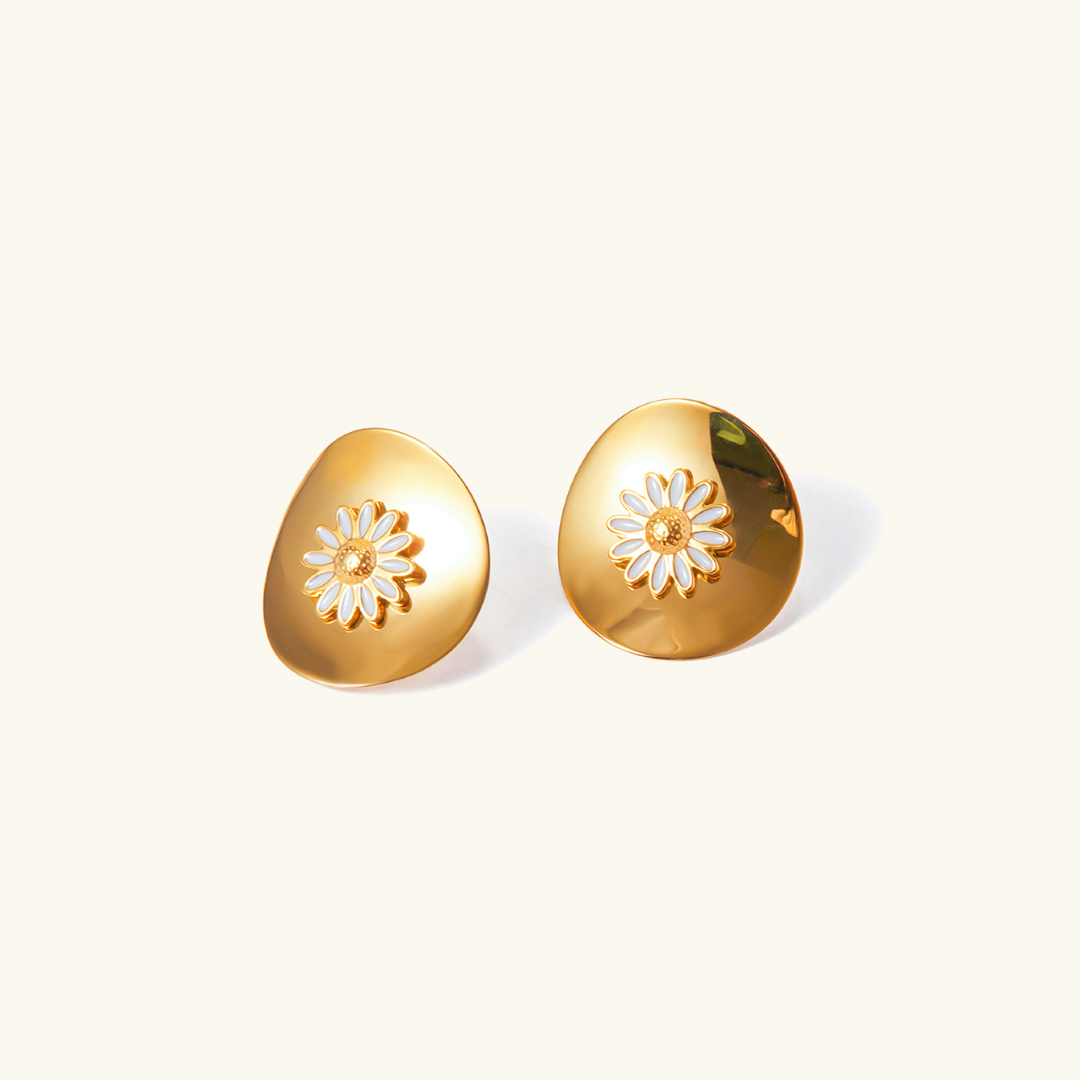 Elegant Floral Gold Studs