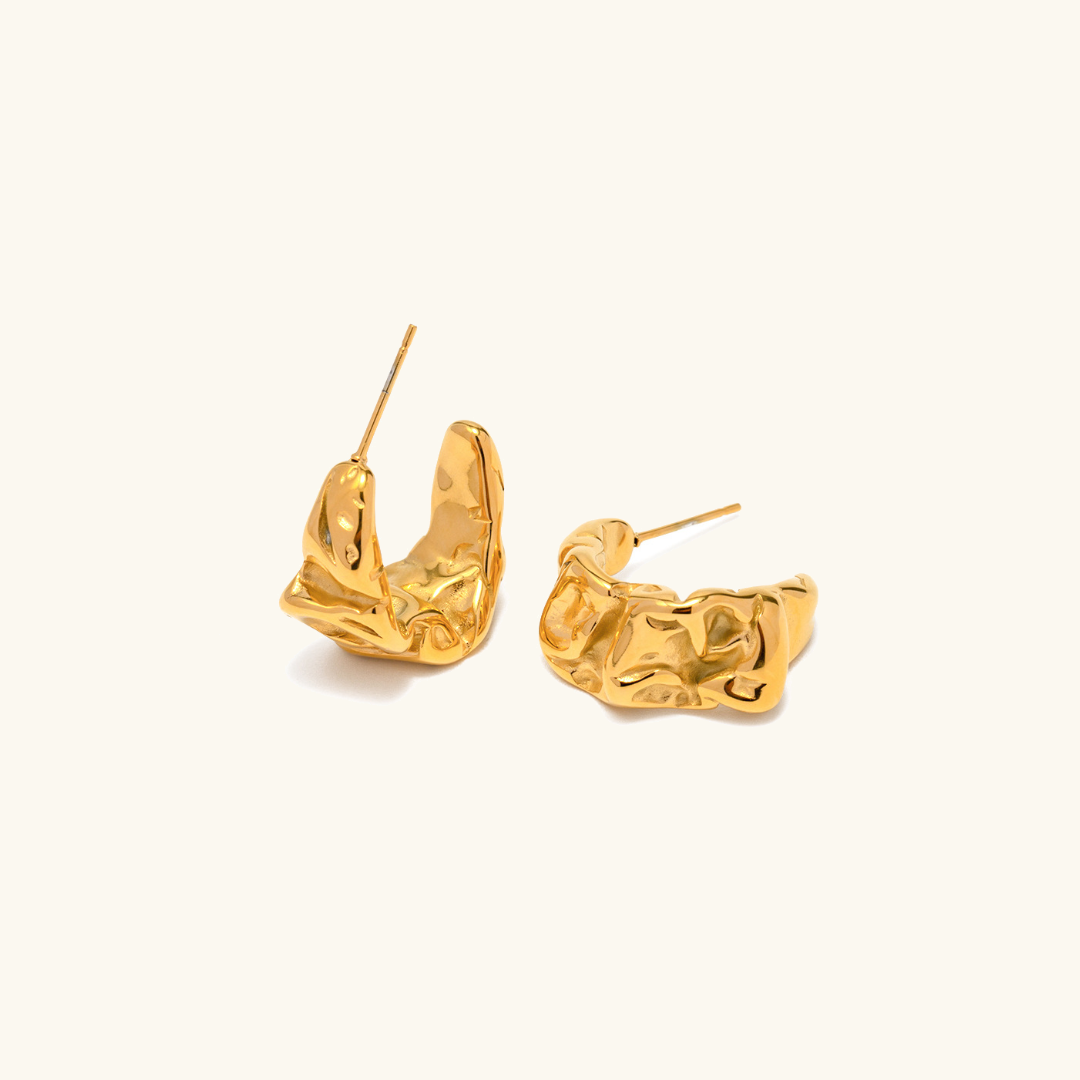Sculpted Gold Drop Earrings