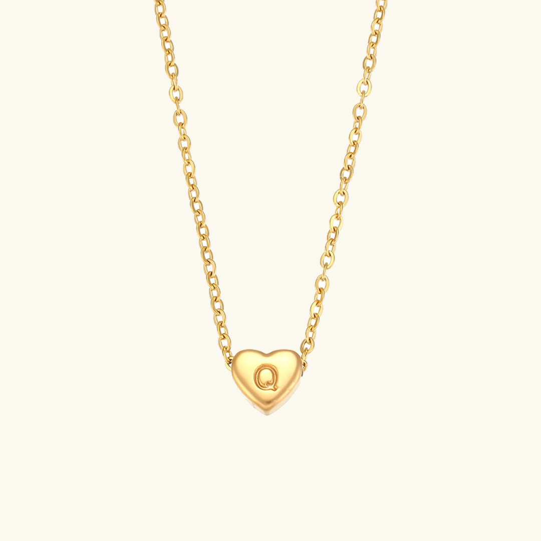 Personalized Gold Heart Initial Necklace