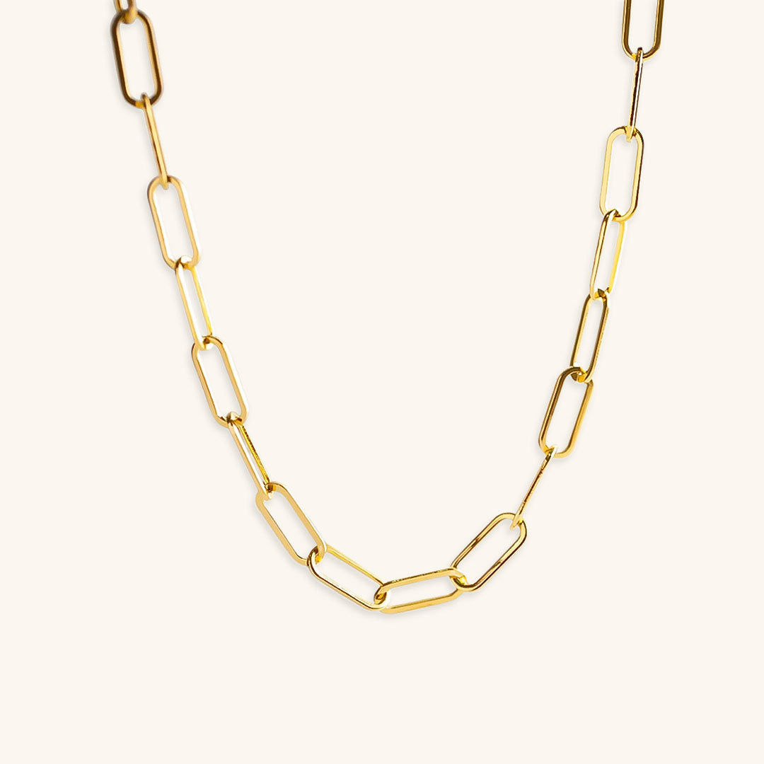 Ria Modern Gold Paperclip Necklace