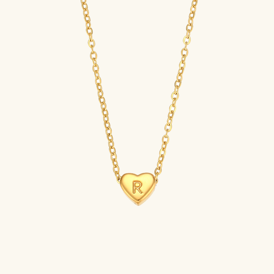 Personalized Gold Heart Initial Necklace