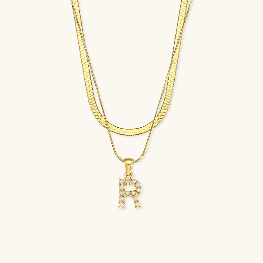 Personalized Pearl & Gold Initial Necklace