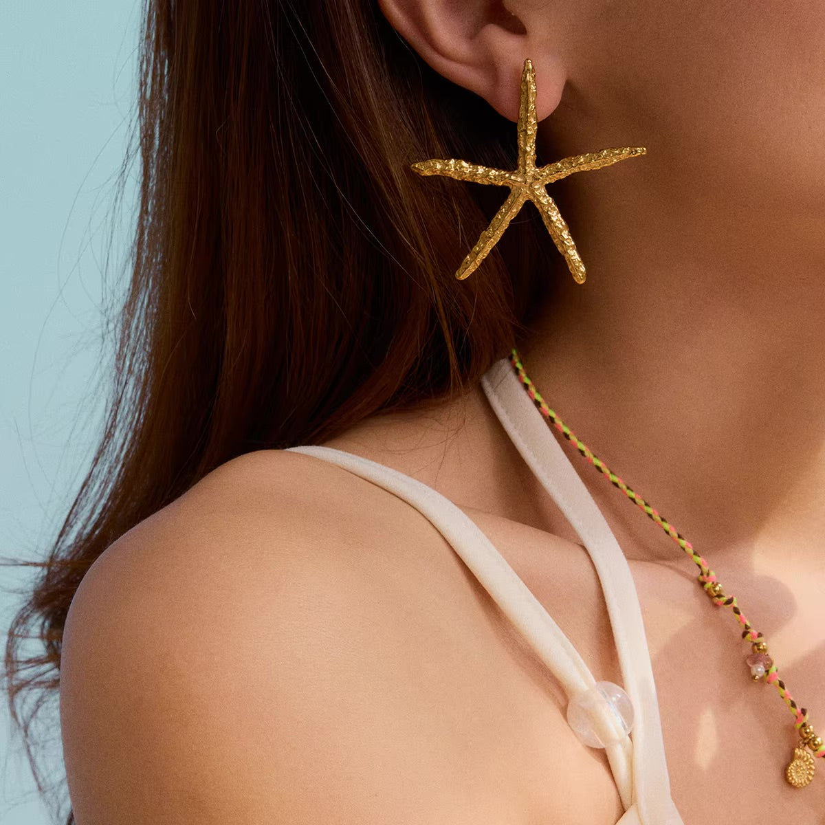 Oceanic Charm Gold Starfish Earrings