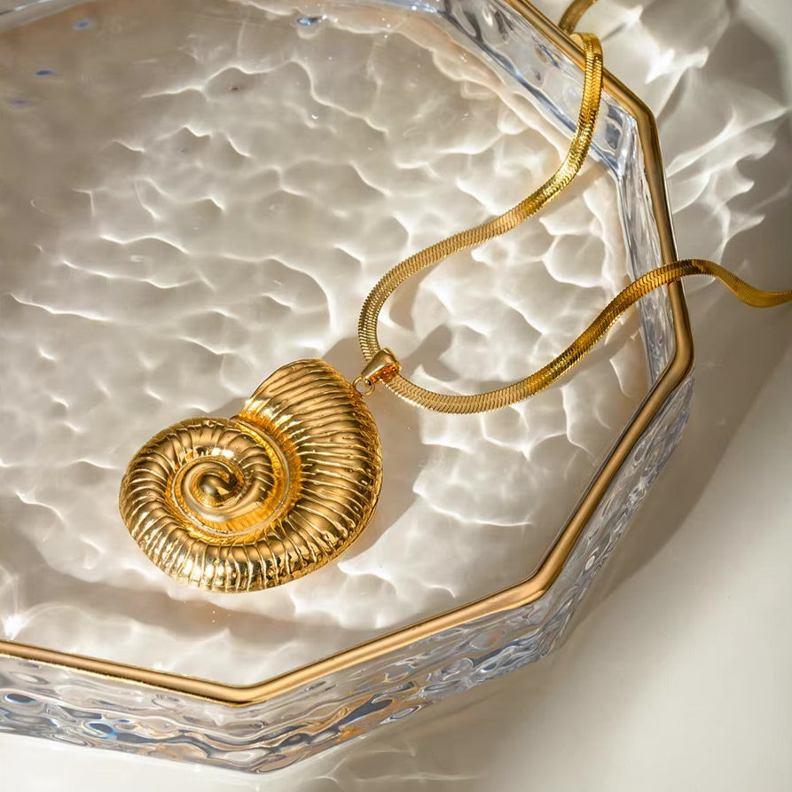 Oceanic Nautilus Gold Pendant